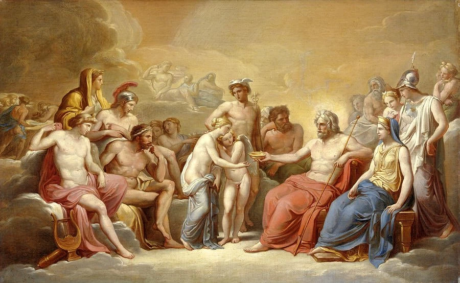 Il convito degli dei alle nozze di Amore e Psiche. Bozzetto. L'opera originale, ora distrutta, faceva parte della sala di Psiche a Roma a Palazzo Bolognetti Torlonia